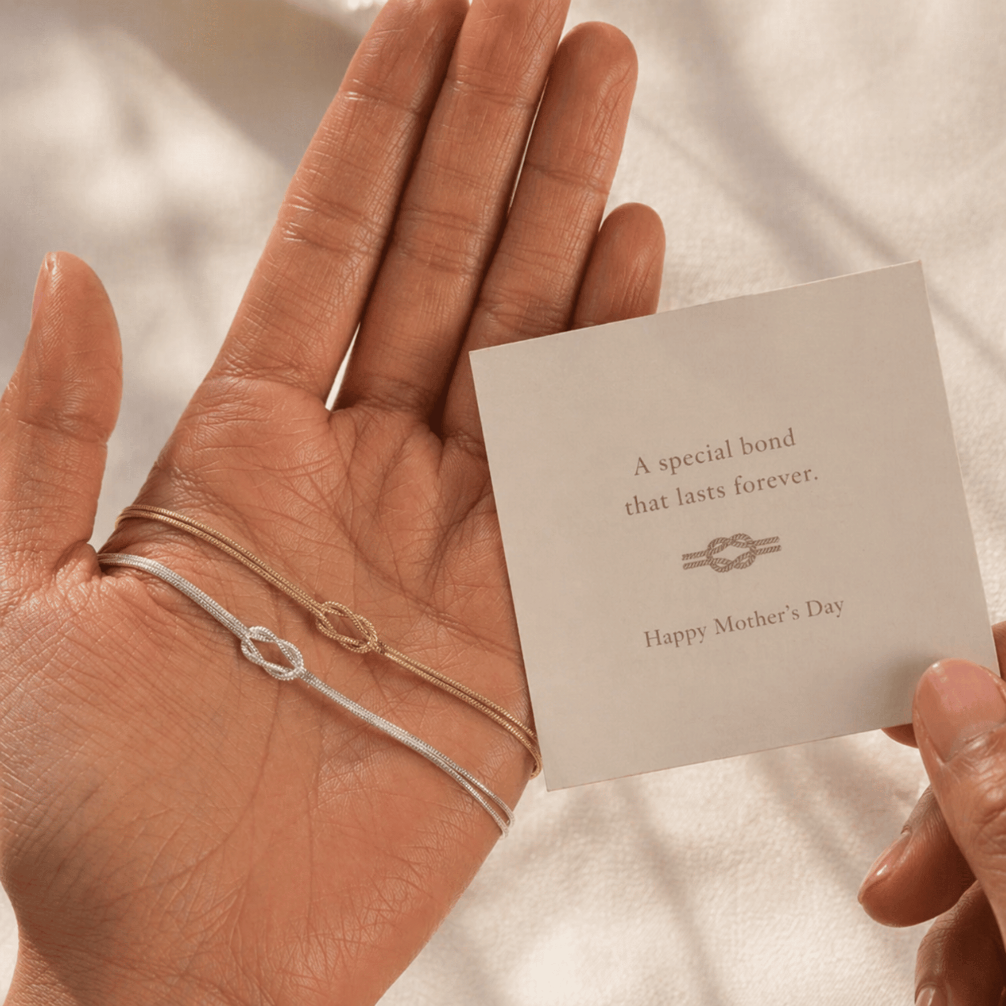 Eternal Knot Bracelet, 14K gold-tone waterproof bracelet that won’t darken. A meaningful gift for mom, partner, best friend, sister, daughter, or someone special.