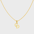 Personalized double initial necklace in 14K gold-tone stainless steel with custom letter pendants
