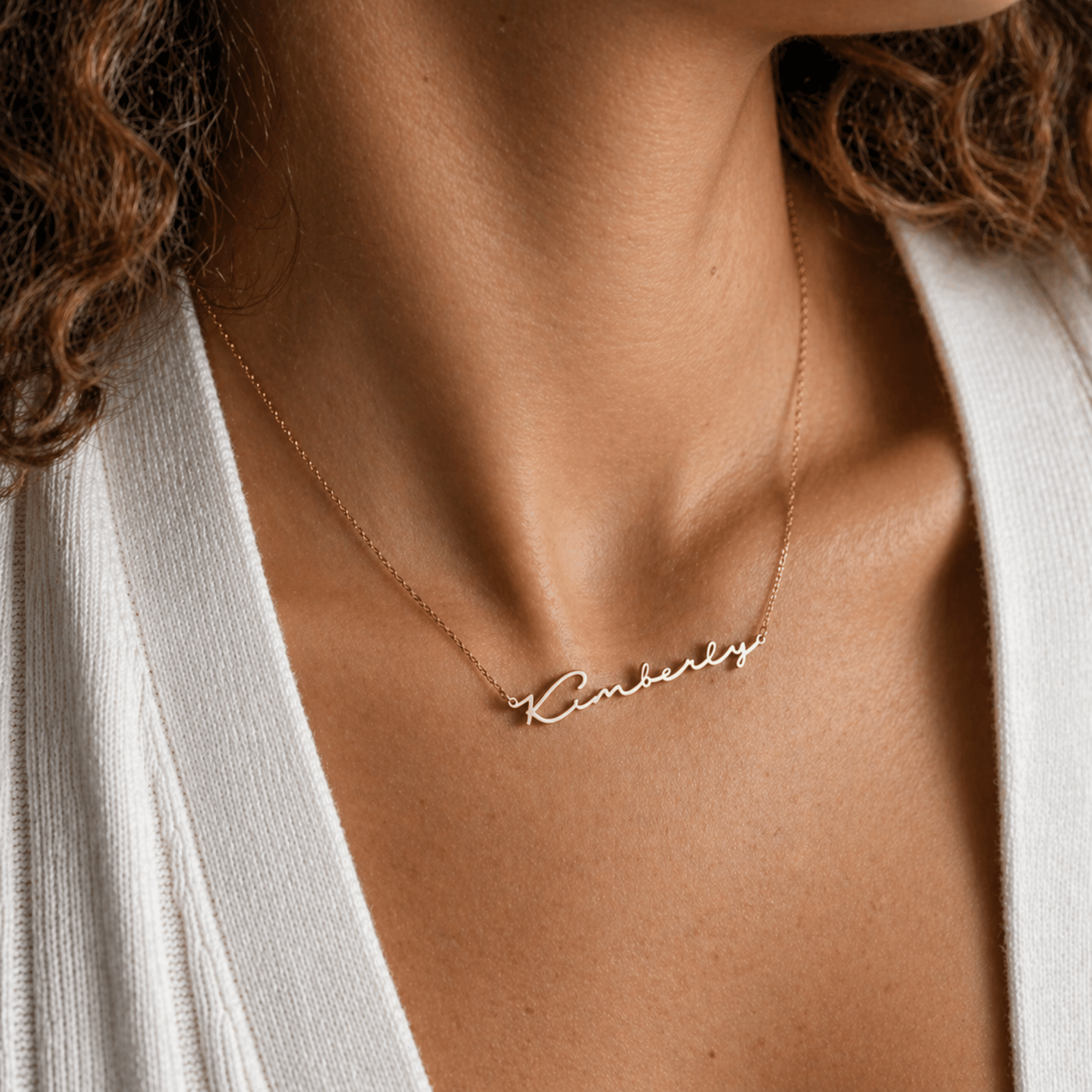 Personalized name choker necklace with custom nameplate pendant in stainless steel, 14K gold plated and silver plated